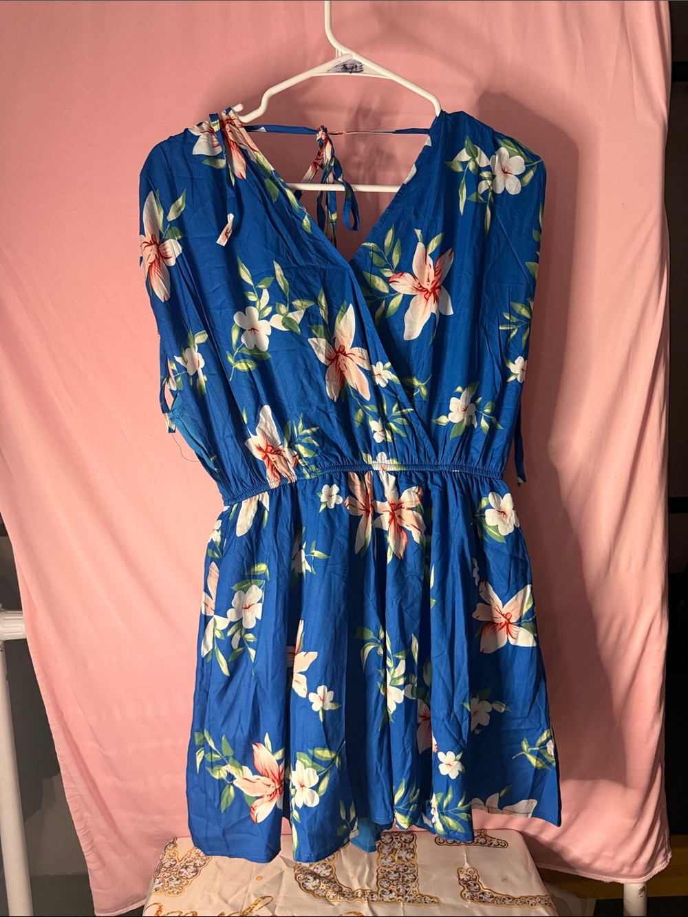 Blue Floral V-Neck Summer romper